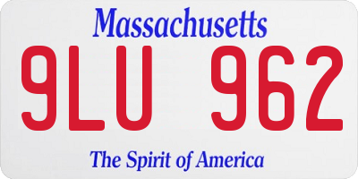 MA license plate 9LU962