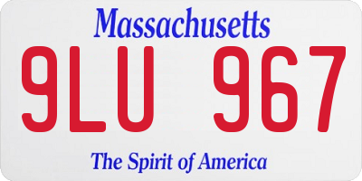 MA license plate 9LU967