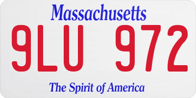 MA license plate 9LU972