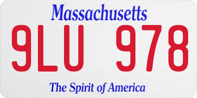 MA license plate 9LU978
