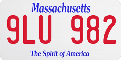 MA license plate 9LU982