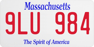 MA license plate 9LU984