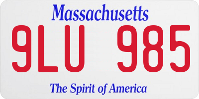 MA license plate 9LU985