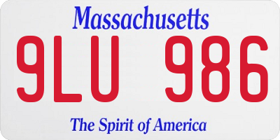 MA license plate 9LU986