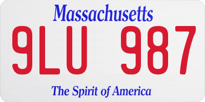 MA license plate 9LU987