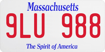 MA license plate 9LU988