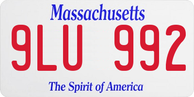 MA license plate 9LU992
