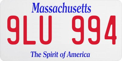 MA license plate 9LU994