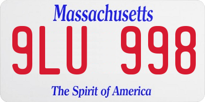 MA license plate 9LU998