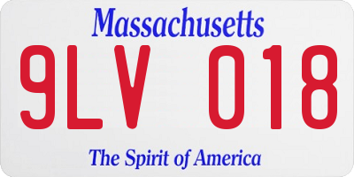 MA license plate 9LV018