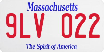 MA license plate 9LV022