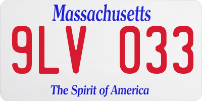 MA license plate 9LV033