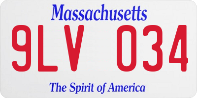 MA license plate 9LV034