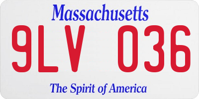 MA license plate 9LV036