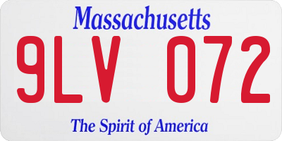 MA license plate 9LV072