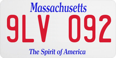MA license plate 9LV092