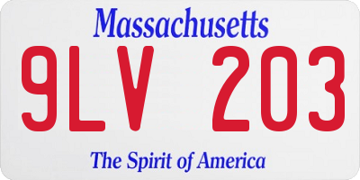 MA license plate 9LV203