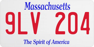 MA license plate 9LV204