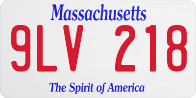 MA license plate 9LV218