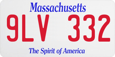MA license plate 9LV332