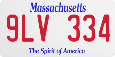 MA license plate 9LV334
