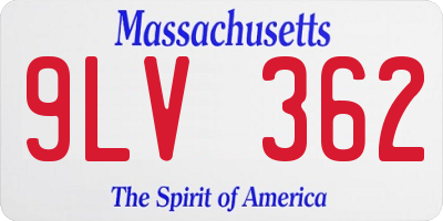 MA license plate 9LV362