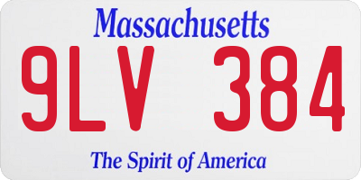 MA license plate 9LV384