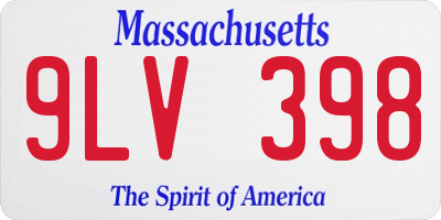 MA license plate 9LV398