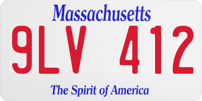 MA license plate 9LV412