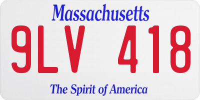 MA license plate 9LV418