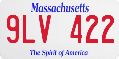 MA license plate 9LV422