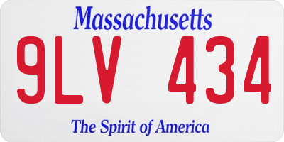 MA license plate 9LV434