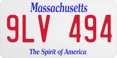 MA license plate 9LV494