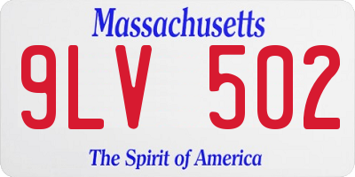 MA license plate 9LV502