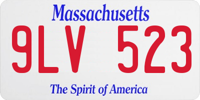 MA license plate 9LV523