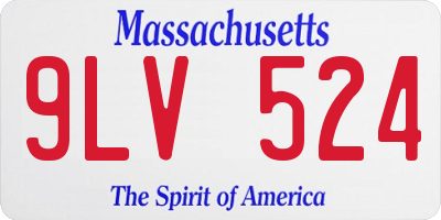 MA license plate 9LV524