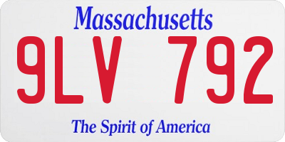 MA license plate 9LV792