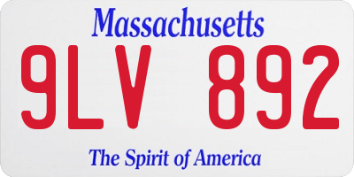 MA license plate 9LV892