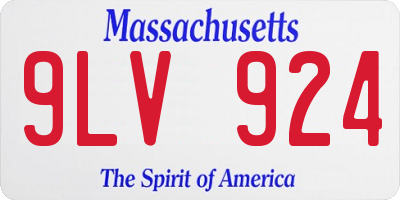 MA license plate 9LV924