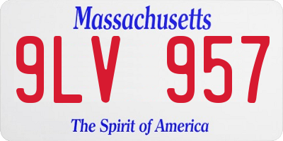 MA license plate 9LV957