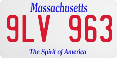 MA license plate 9LV963