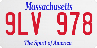 MA license plate 9LV978