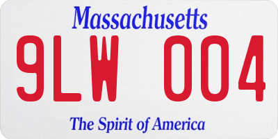 MA license plate 9LW004