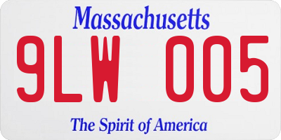 MA license plate 9LW005
