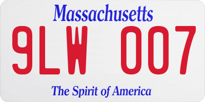 MA license plate 9LW007