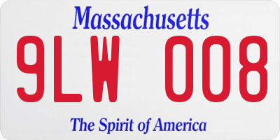 MA license plate 9LW008