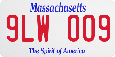 MA license plate 9LW009