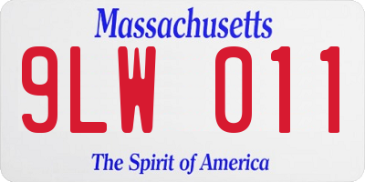 MA license plate 9LW011