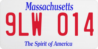 MA license plate 9LW014