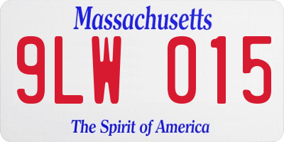 MA license plate 9LW015